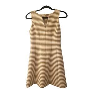 Lilly Pulitzer Brielle Gold and Cream Striped Stretch Shift Dress Size XS